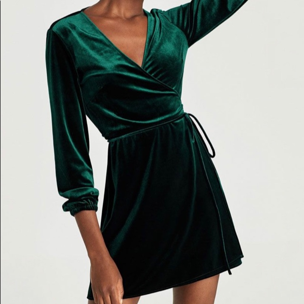 Zara Velvet Wrap Dress NWT